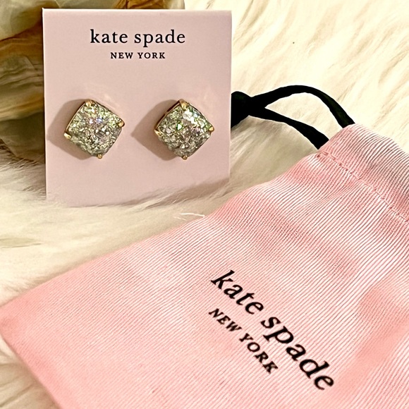 NWT Kate Spade Glitter Opal Stud Earrings Gold hardware - Picture 2 of 4